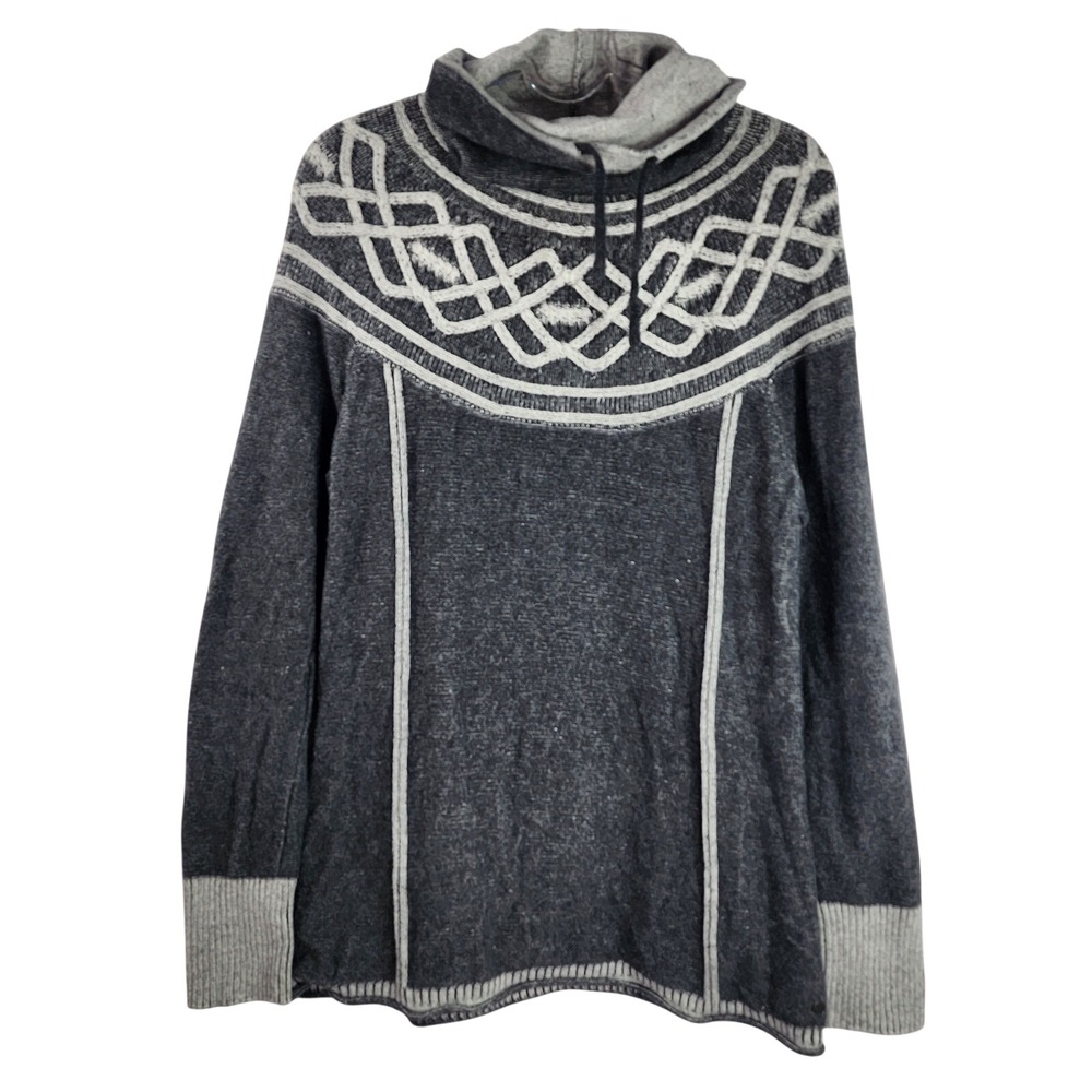 Eddie Bauer Womens Nordic Fair Isle Sweater Gray Lagenlook Gorpcore Indie Small